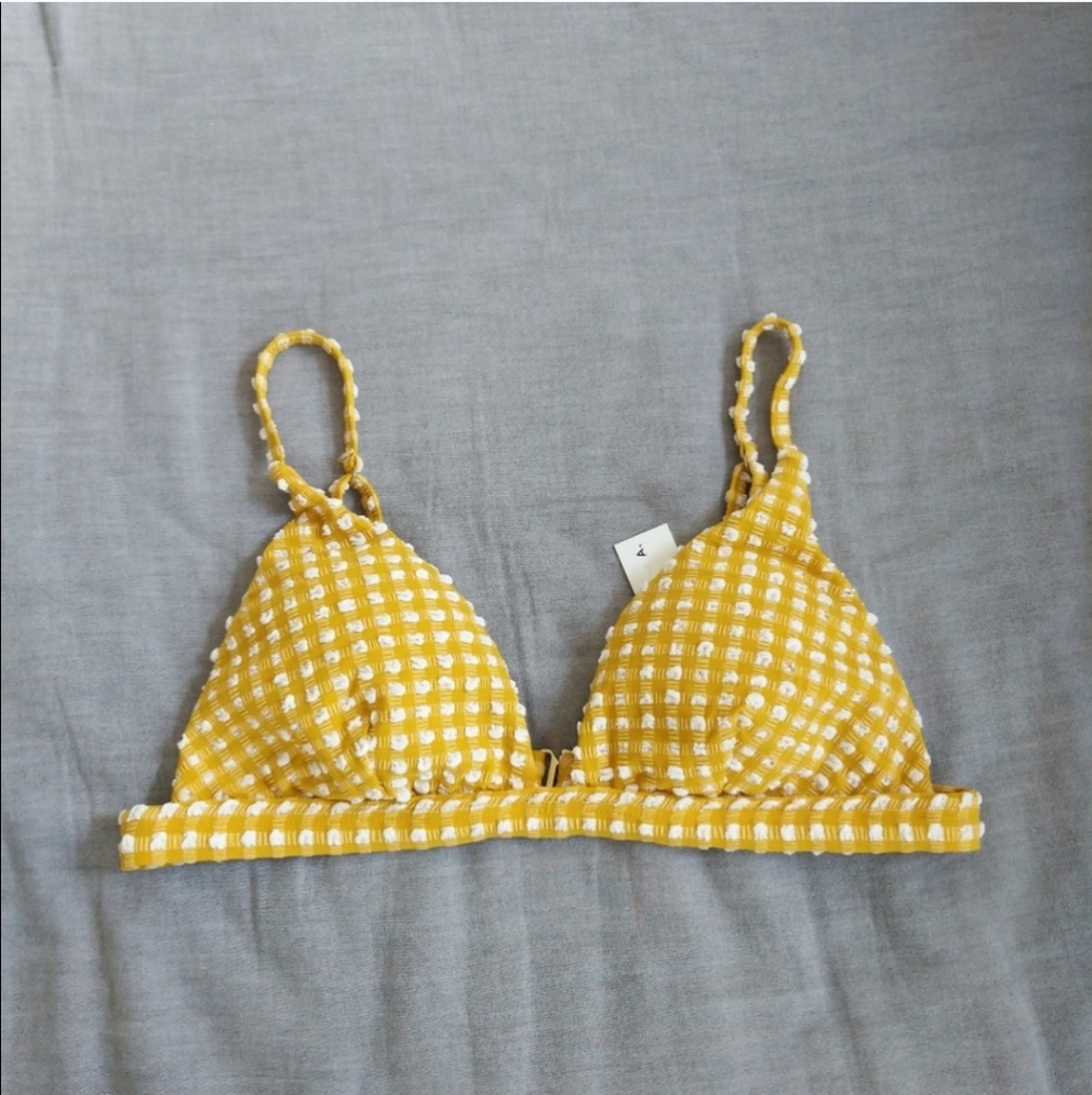 Vitamin A Vichy Marigold Moss Check Bikini Top Honeycomb